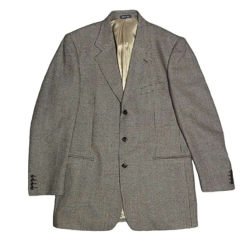 Bachrach Wool Sport Coat Houndstooth Suit Jacket Size 46 XL
